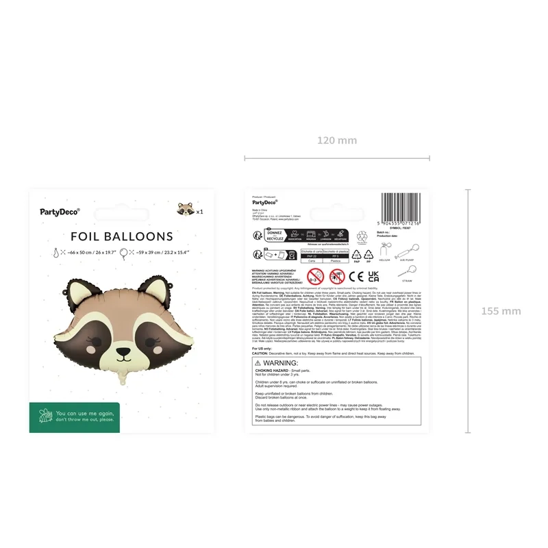 Palloncino in alluminio procione marrone 59 x 39 cm