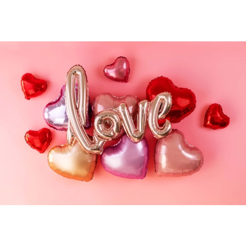 Folijski balon napis Love v rose gold barvi za zabavo