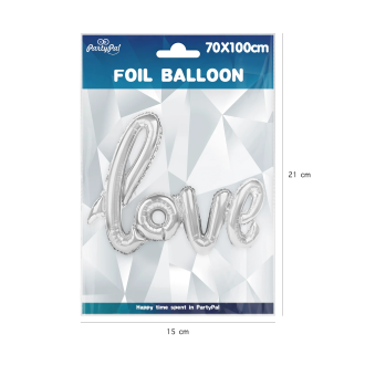 Fóliový balón nápis love strieborný na oslavu