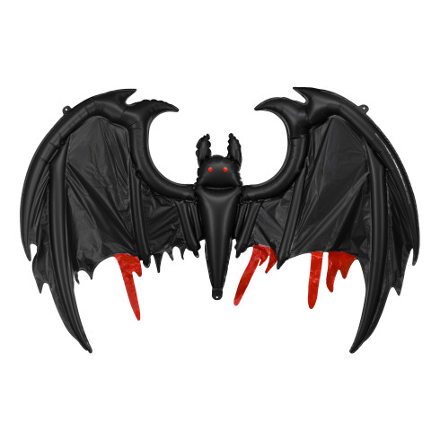 Fólia lufi denevér fekete 120x81 cm piros részletekkel Halloweenra