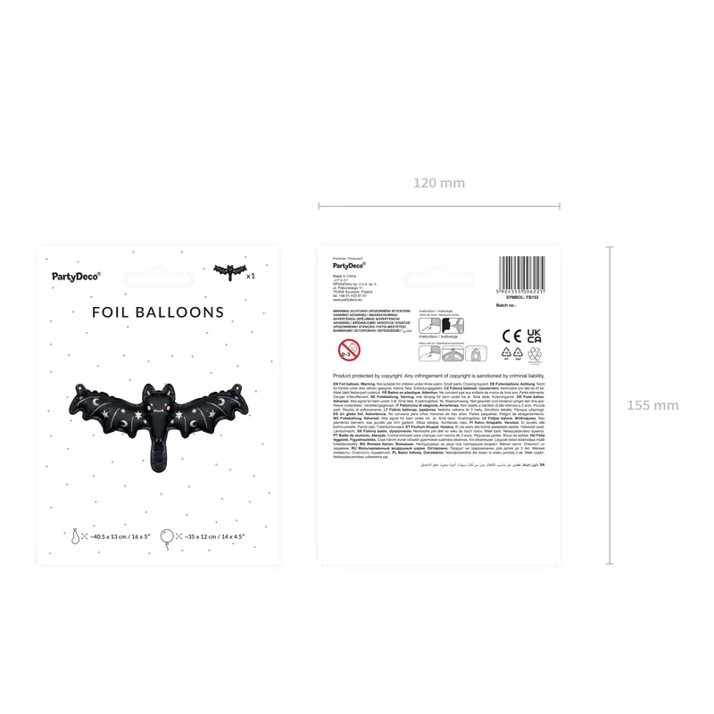 Balon folie liliac negru cu imprimeu holografic 40,5 cm