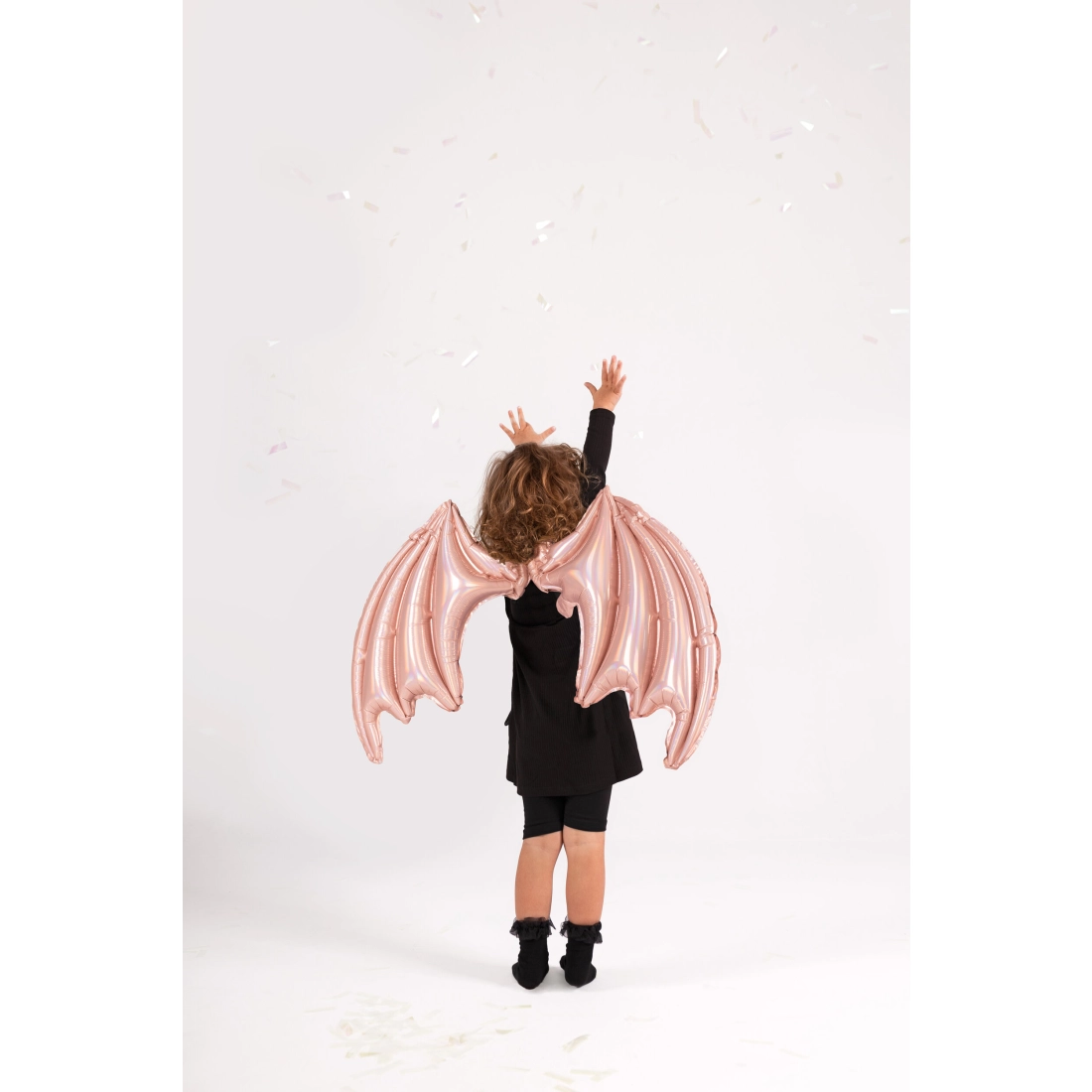 Fóliová balónová křídla netopýra růžová holografická 85x50 cm na záda