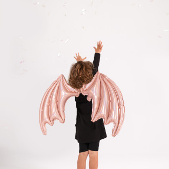 Folijev balon netopirjeva krila rožnati holografski 85x50 cm za na hrbet