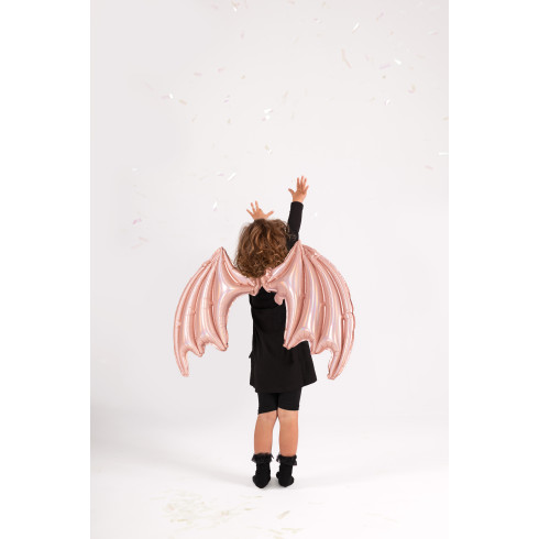 Folijev balon netopirjeva krila rožnati holografski 85x50 cm za na hrbet