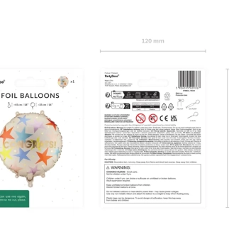 Okrugli folijski balon Congrats sa slamkom
