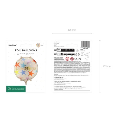 Okrugli folijski balon Congrats sa slamkom