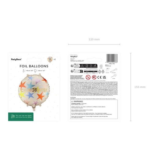 Kerek fólia lufi „Congrats” szívószállal