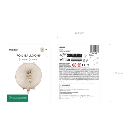 Okrugli folijski balon Get Well Soon, razne boje