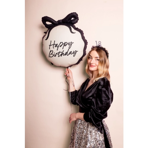 Okrogel folijski balon Happy Birthday, mešanica barv