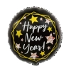 Fóliový balón okrúhly Happy New Year čierny
