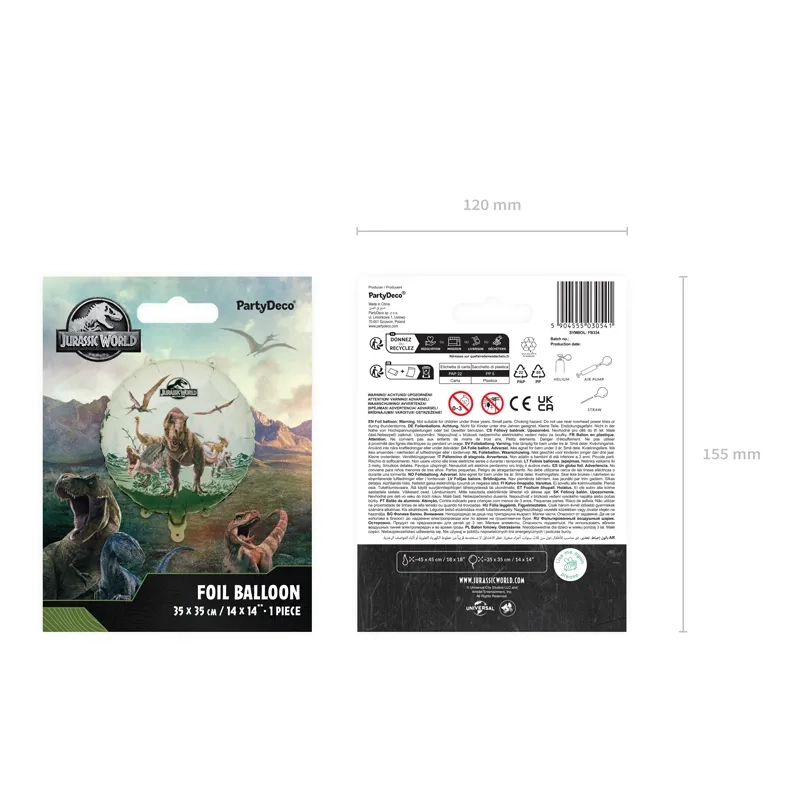 Okrogel folijski balon Jurassic World, mešane barve