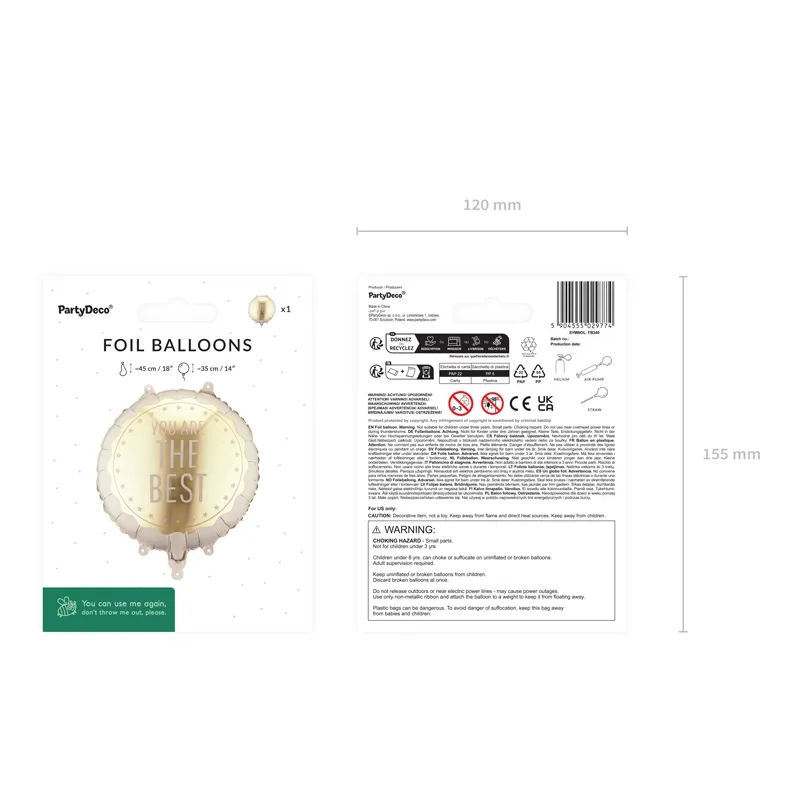 Kerek fólia lufi You Are The Best, vegyes színek