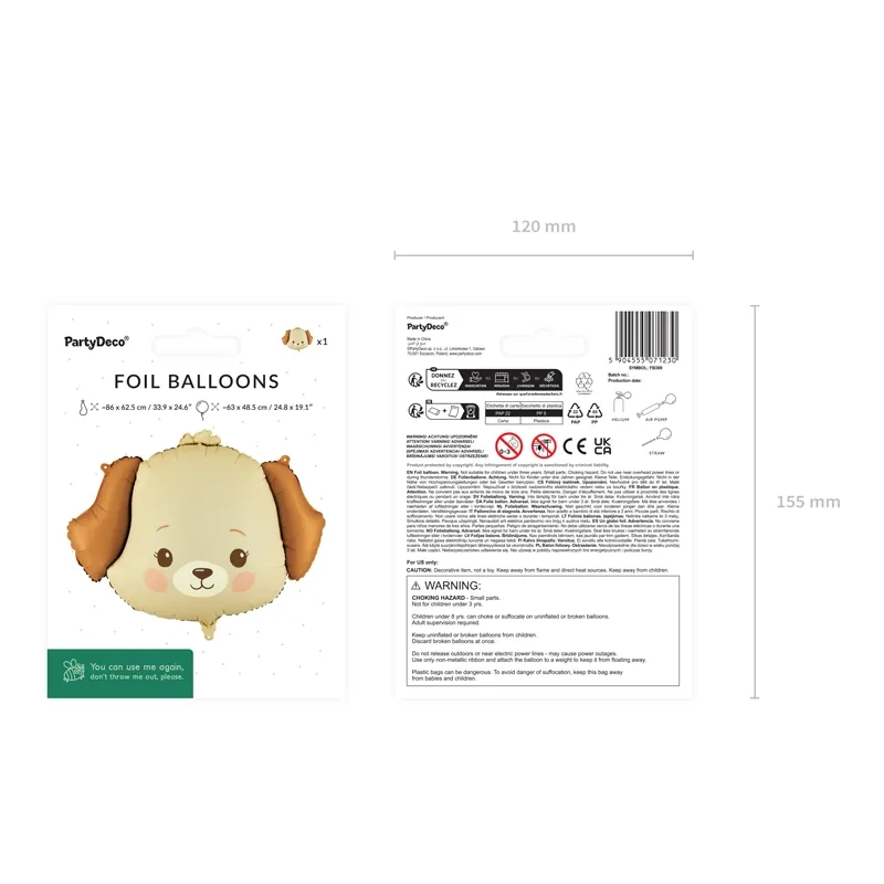 Palloncino in foil a forma di cane, colori assortiti