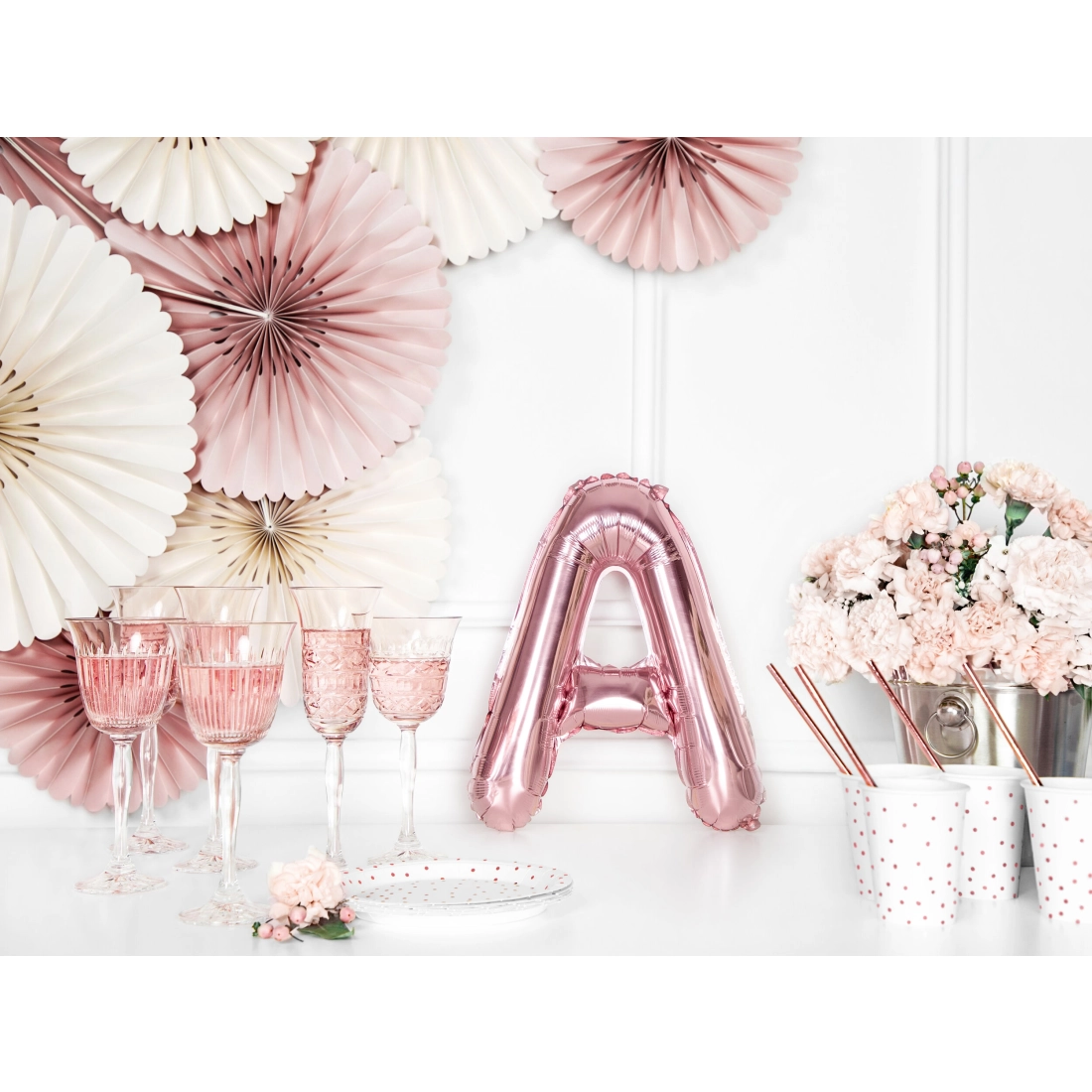 Rózsaarany fólia lufi A betű bulira