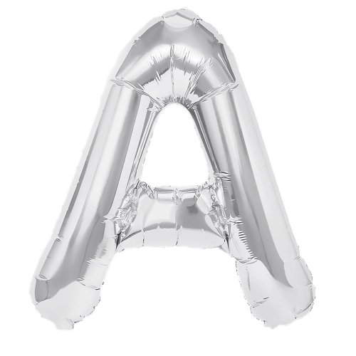 Fólia lufi „A” betű, ezüst, 40 cm