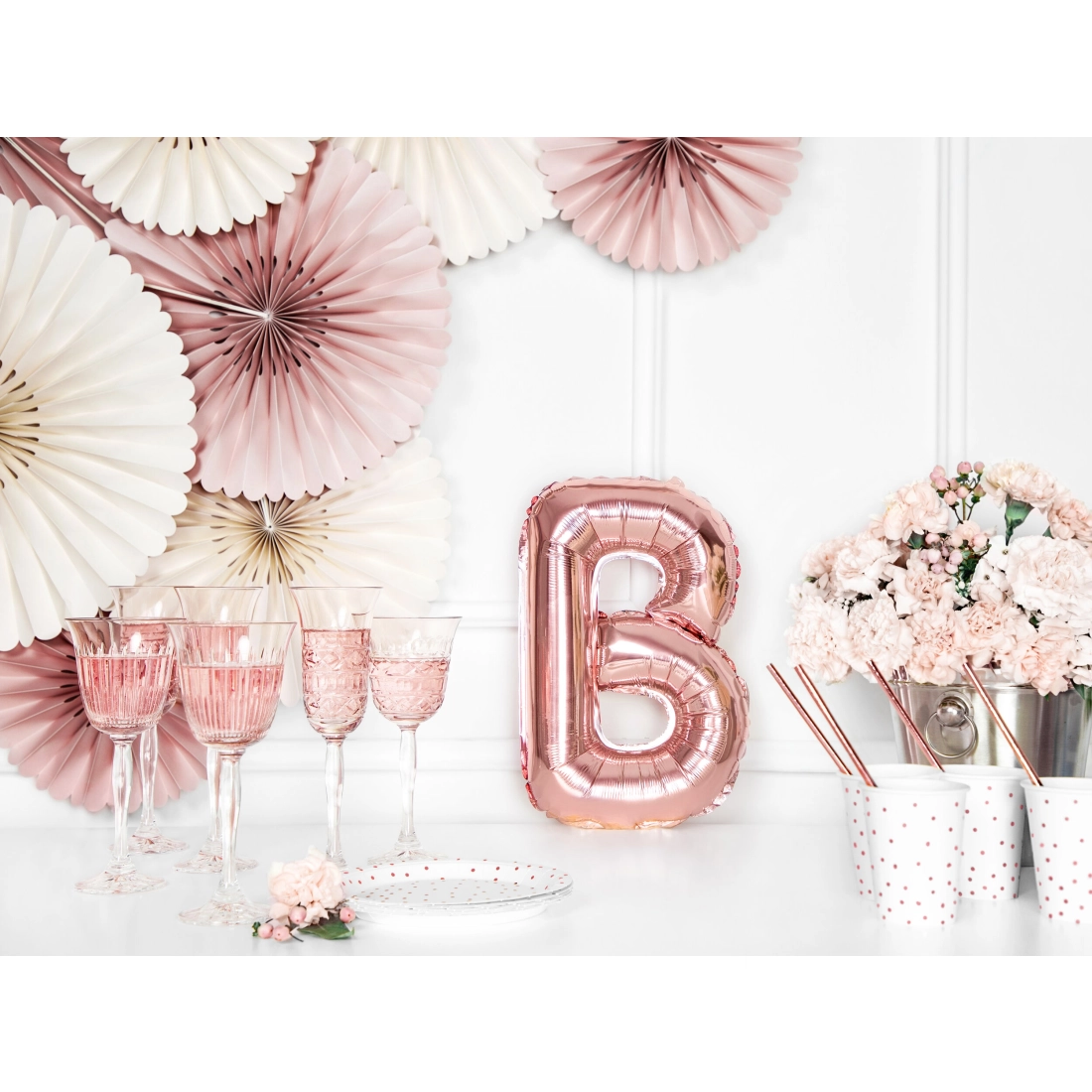 Fólia lufi B betű rose gold bulira