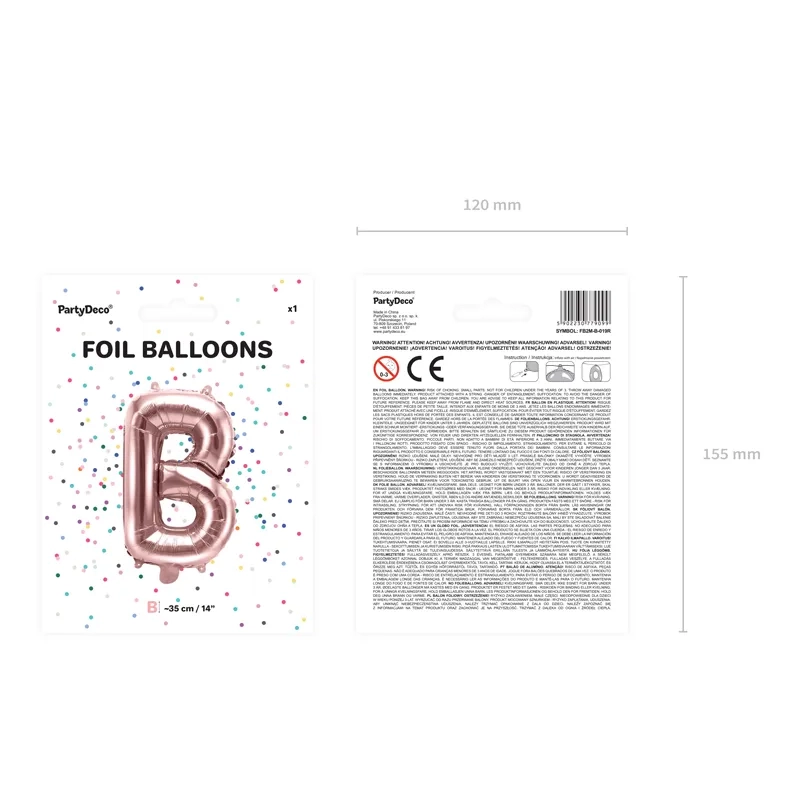 Fólia lufi B betű rose gold bulira