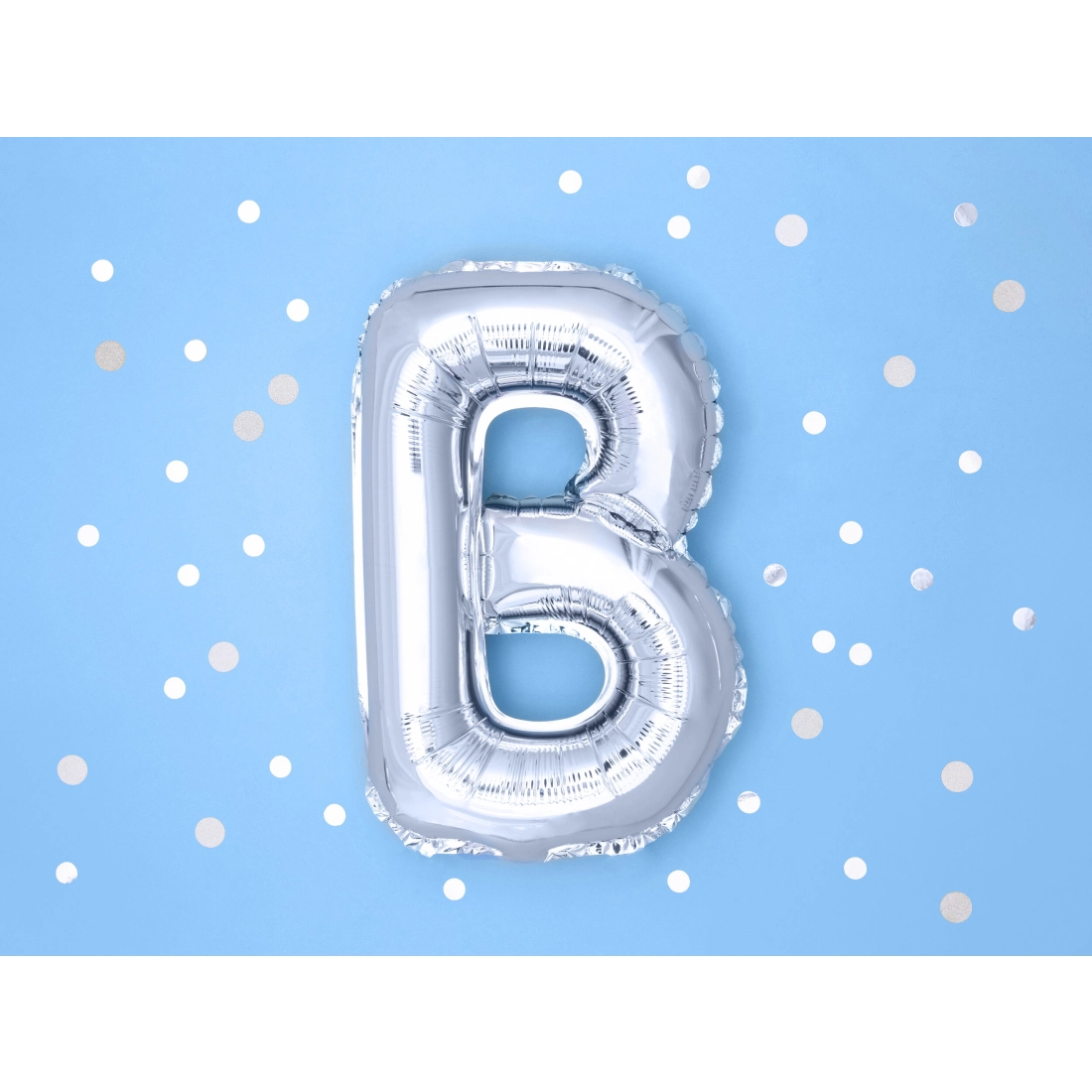 Ezüst fólia lufiballon B betű, 35 cm