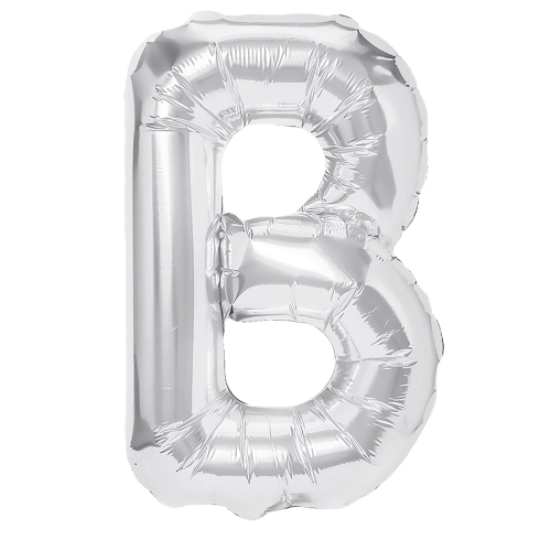 Fólia lufi B betű, ezüst, 40 cm