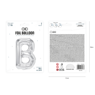 Folijski balon črka B srebrne barve 40 cm