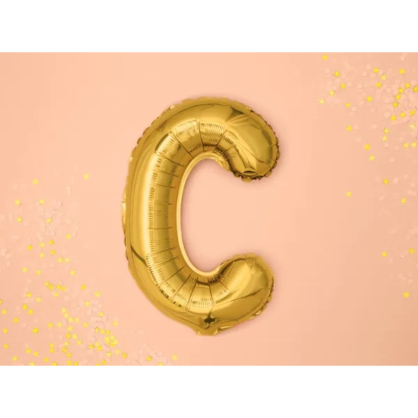 Fólia lufi C betű, arany, 35 cm, partira