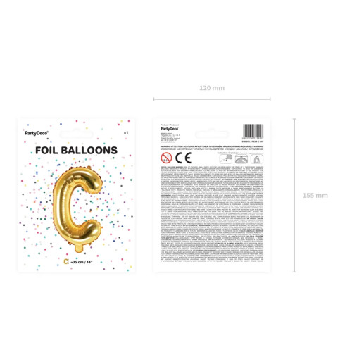 Fóliový balón písmeno C gold 35 cm na party