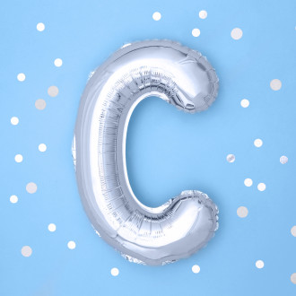 Fóliový balón písmeno C strieborný na párty