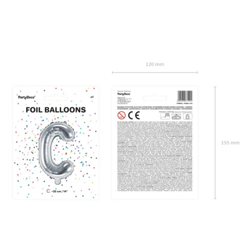 Fóliový balón písmeno C stříbrný na párty