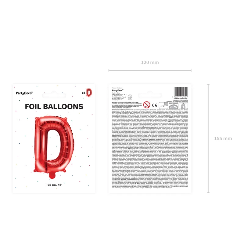 Fólia lufi D betű piros partyra