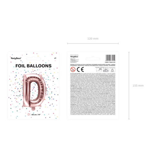 Fóliový balón písmeno D rose gold na oslavu