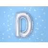 Ezüst fólia lufiballon D betű, 35 cm