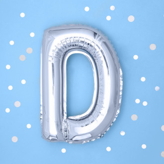 Fóliový balón písmeno D strieborný 35 cm