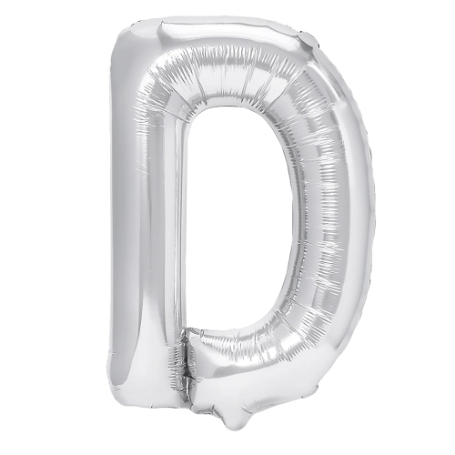 Ezüst fólia lufi „D” betű, 40 cm
