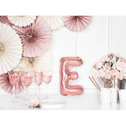 Fóliový balónek písmeno E rose gold 35 cm