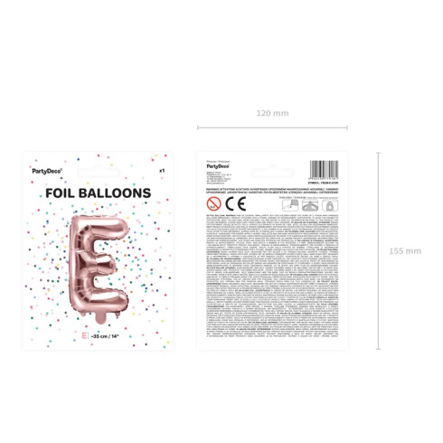 Fóliový balónek písmeno E rose gold 35 cm