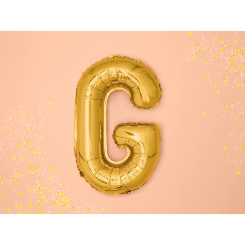 Fólia lufiból készült G betű arany színben bulira