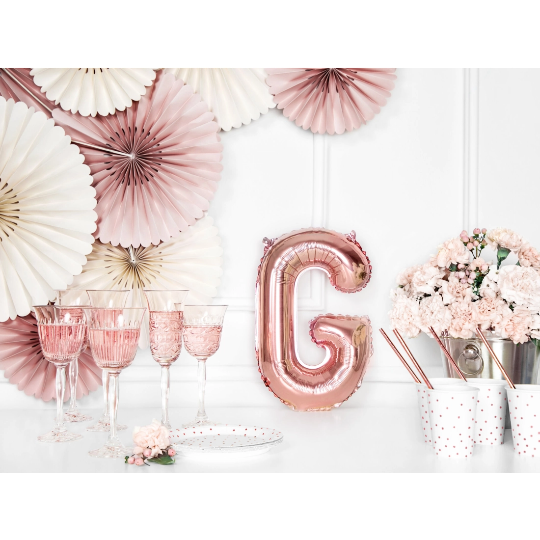 Fólia lufiballon G betű, rose gold