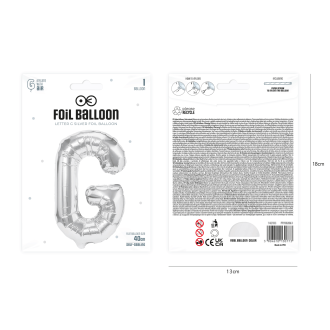 Folijski balon črka G srebrn 40 cm