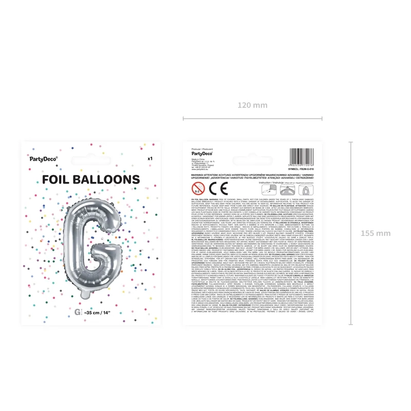 Fólia lufi G betű, ezüst
