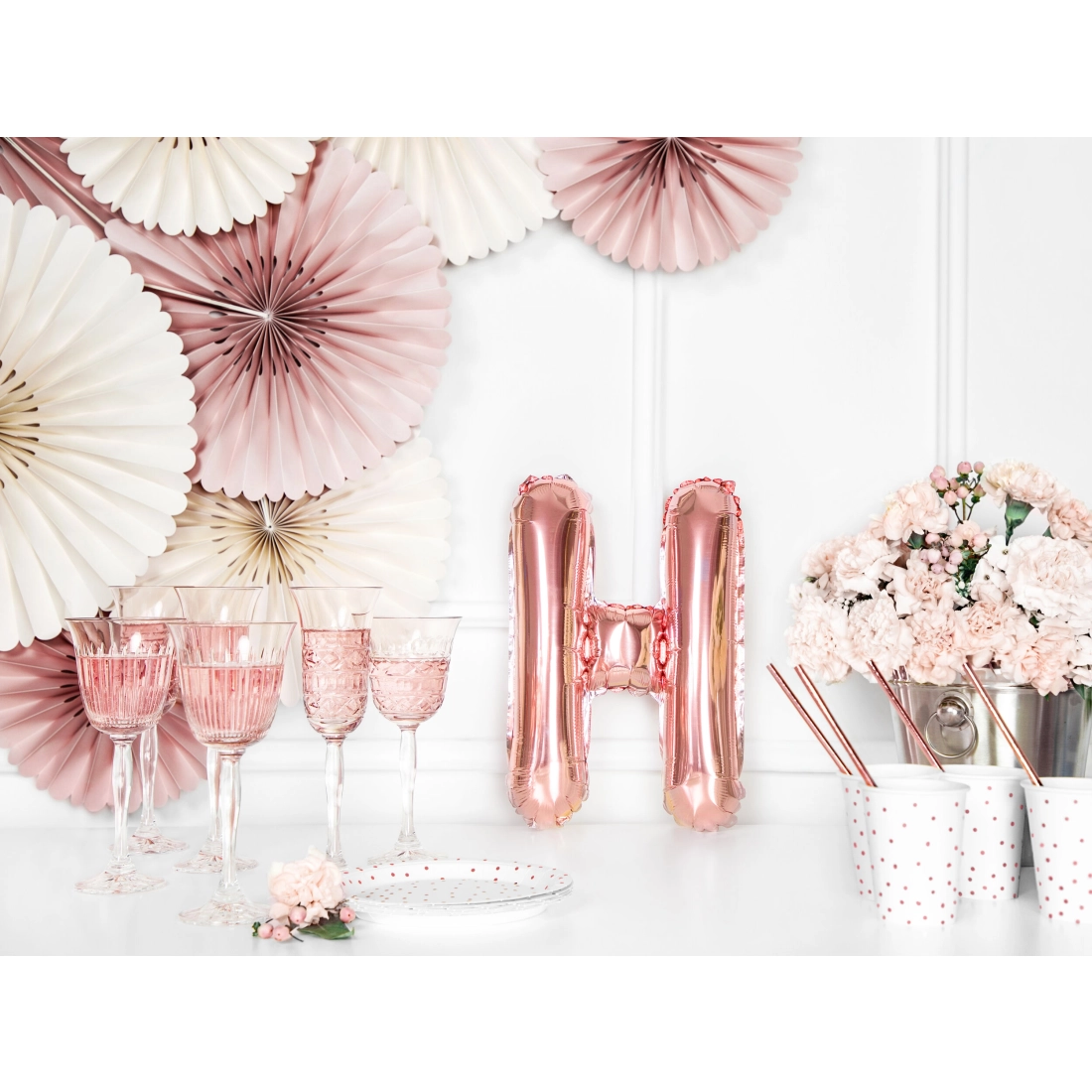 Fólia lufi H betű rose gold bulira