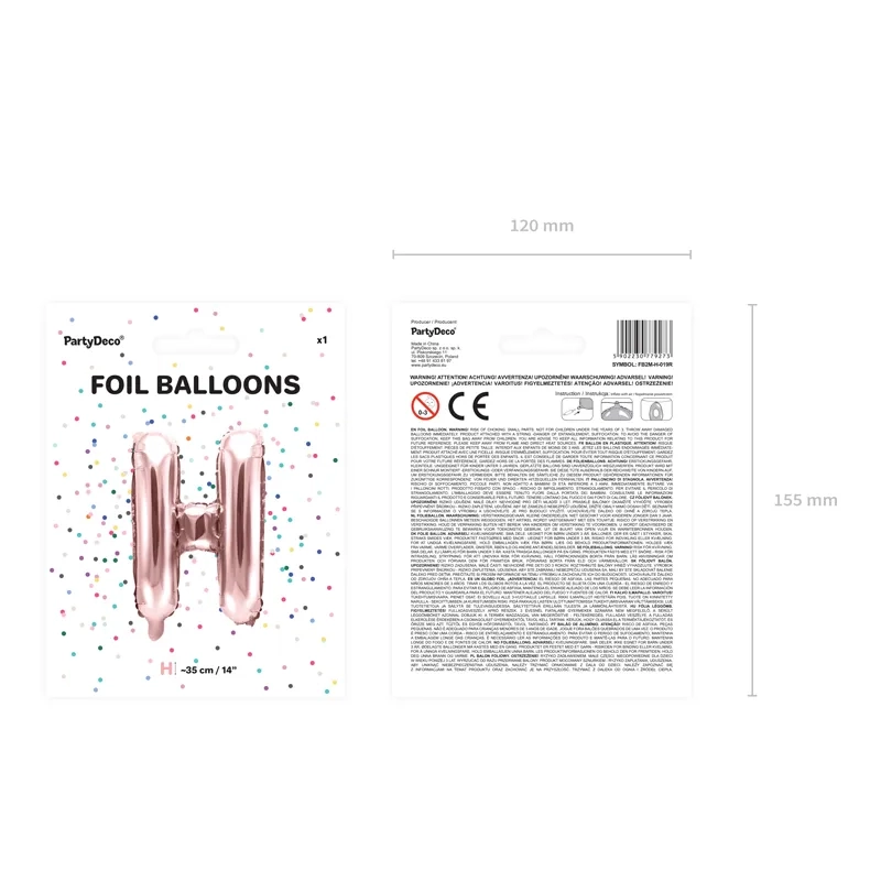 Fólia lufi H betű rose gold bulira