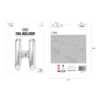 Foliasti balon črka H srebrn 40 cm