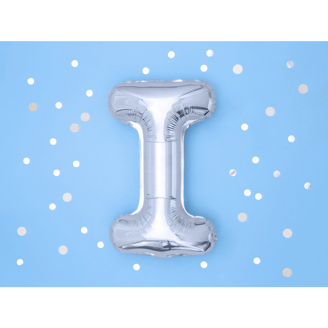 Ezüst fólia lufi I betű, 35 cm