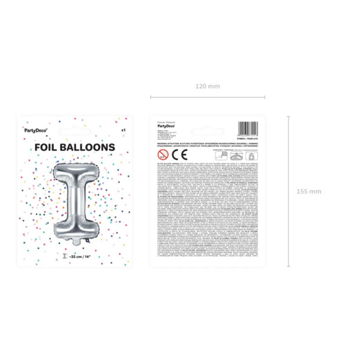 Foliový balón písmeno I stříbrný 35 cm