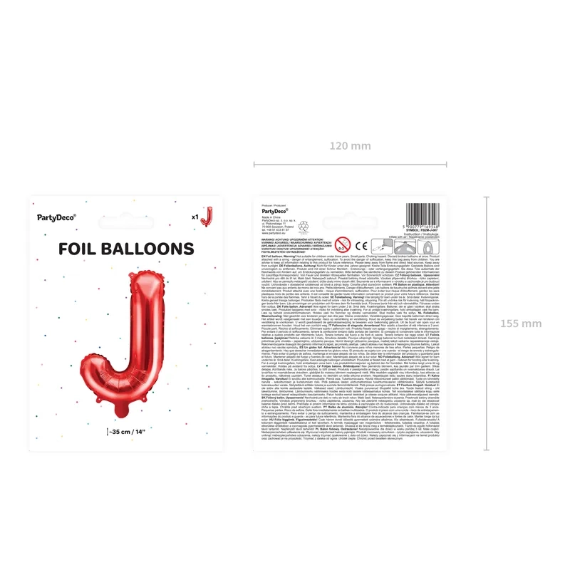 Fólia léggömb J betű, piros