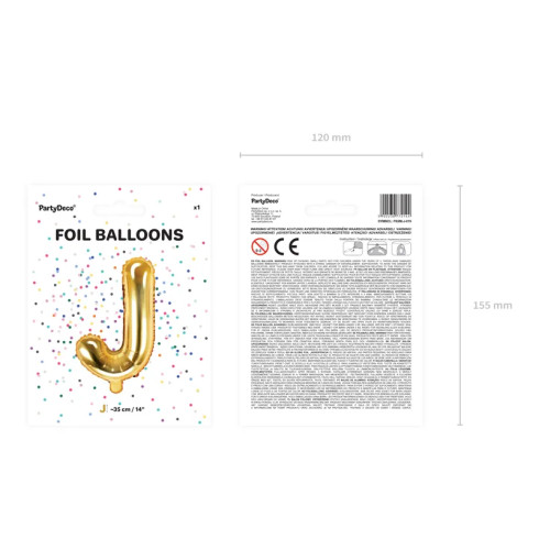 Fóliový balón písmeno J gold