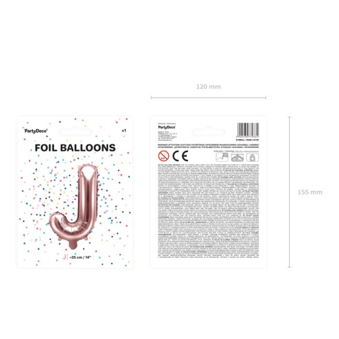 Fóliový balón písmeno J rose gold na party