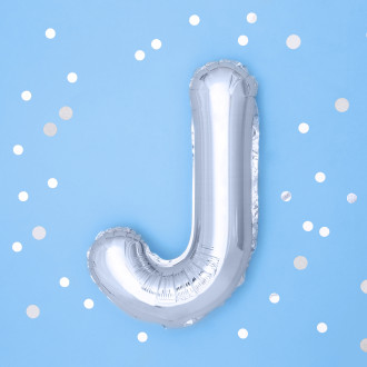 Fóliový balón písmeno J strieborný 35 cm
