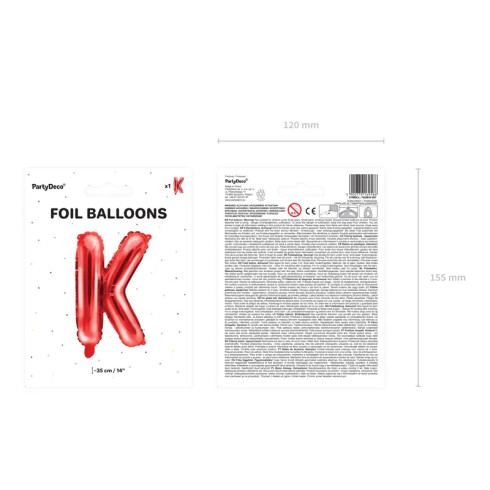 Fóliový balón písmeno K červený na party