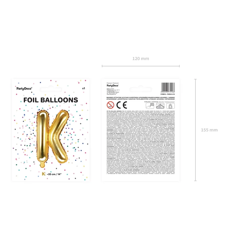 Fólia lufi K betű arany, bulira